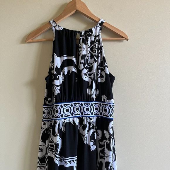 WHITE HOUSE BLACK MARKET HALTER MIDI DRESS WOMENS SIZE S CHAIN‎ FLORAL PR… - Picture 5 of 7